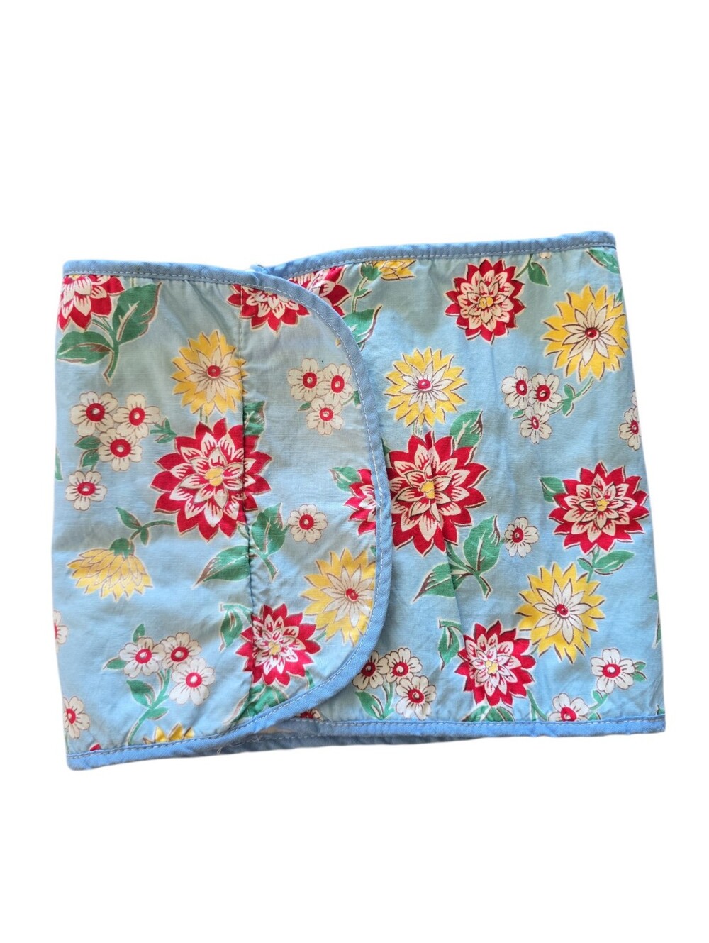 Vintage Handmade Floral‎ Teaspoon Roll-Up Holder Cottagecore Silverware Storage